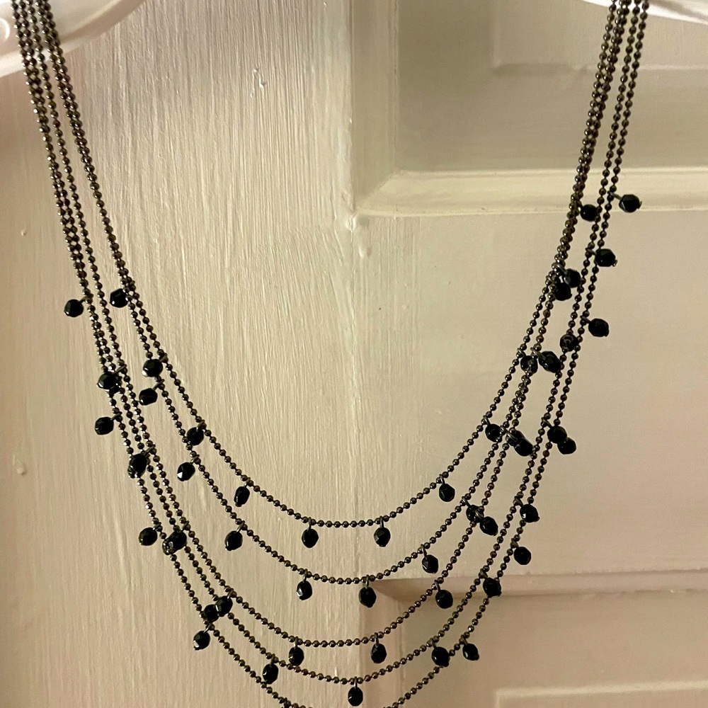 Premier Designs black beaded 5 strand necklace